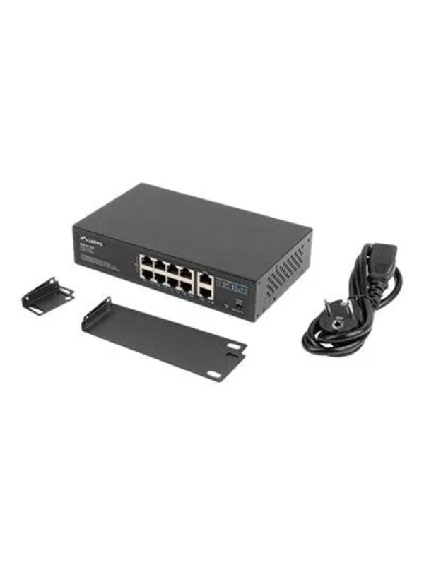 Lanberg RSFE-8P-2GE-120 Switch 8x100MB POE+ 2x 1GB Unmanaged Rack 10"/19" 120W