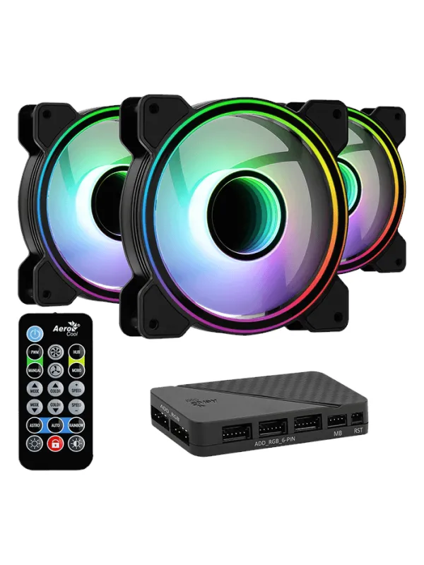 AeroCool Mirage 12 ARGB Pro - Kabinettvifte - 120mm - Svart med RGB LED-lys - 18 dBA