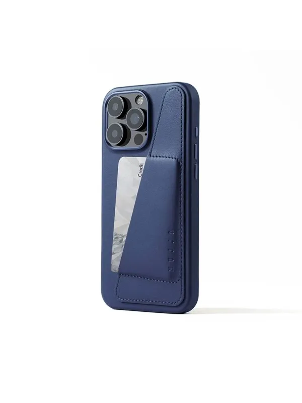 Mujjo Wallet Leather Case for iPhone 16 Pro Max - Blue