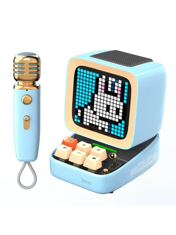 Divoom Ditoo-Mic Mini Karaoke Machine Pixel Art Bluetooth Speaker - Blue