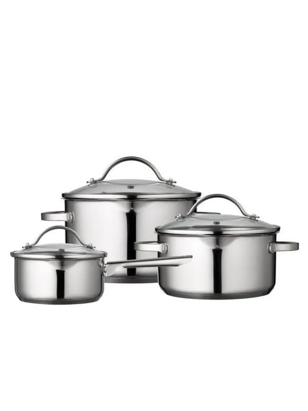 Funktion Pot set with lid 6 pieces 18/8 steel