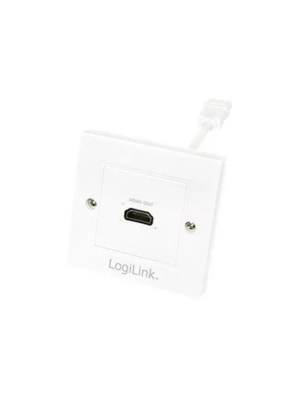 LogiLink HDMI wall plate 1-port with HDMI-A cable F/F 4K/30 Hz white