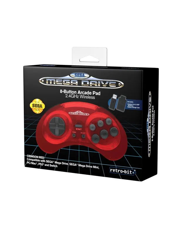 Retro-Bit SEGA Mega Drive 2.4G Wireless - Crimson Red - Wireless Controller - MAC