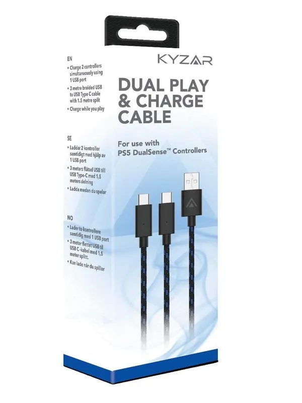 Kyzar Play and charge cable for PS5 - Miscellaneous Tilbehør til spillkonsoll - Sony PlayStation 5