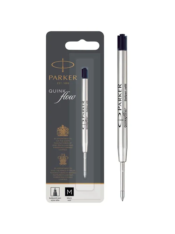 Parker Ballpoint Pen Refill | Medium Tip | Black QUINKflow Ink | 1 Count