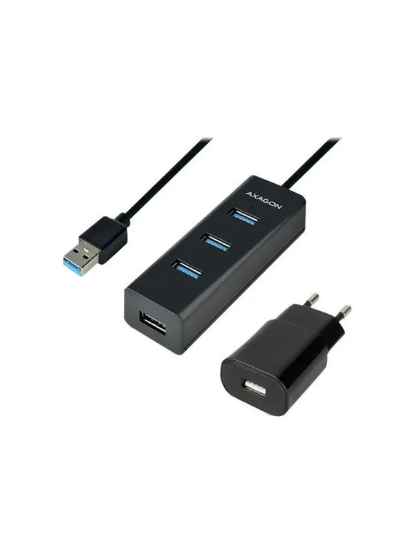 AXAGON HUE-S2BP - hub - 4 ports USB-hub - USB 3.2 - 4 porter - Svart