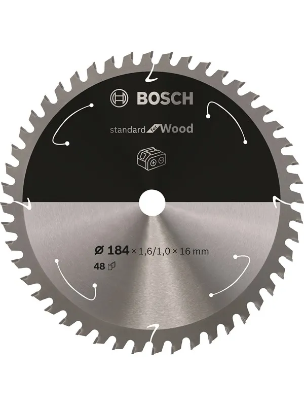 Bosch Standard for Wood-sirkelsagblad for batteridrevne sager 184x1,6/1x16 T48