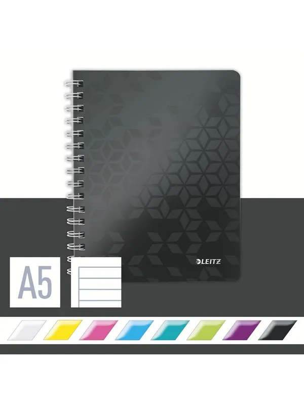 Leitz Notatbok  WOW PP A5 Linjer 80 ark Sort