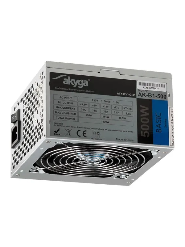 Akyga Basic Series Strømforsyning (PSU) - 500 Watt - 120 mm - ATX 2.31 - 80 Plus