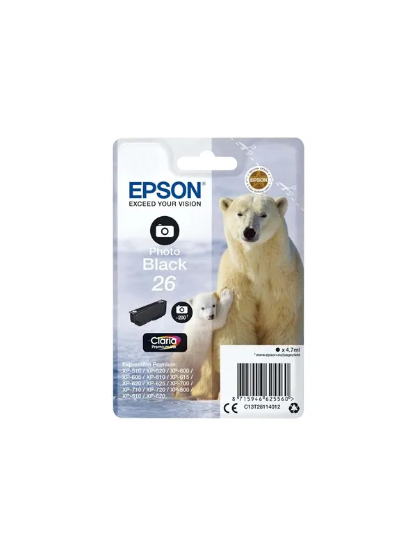 Epson 26 - foto-sort - original - blækpatron