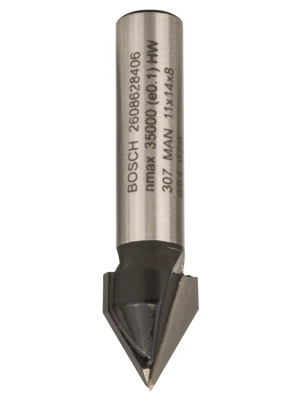 Bosch V-notfres, 8 mm, D1 11 mm, L 14 mm, G 45 mm, 60° 8 mm, D1 11 mm, L 14 mm, G 45 mm, 60°