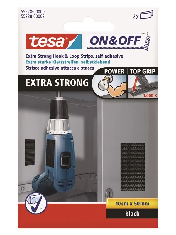 tesa On & Off Extra Strong 50mm x 10cm Black