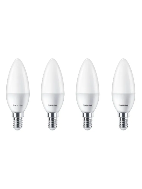 Philips LED-lyspære Candle 5W/827 (40W) Frosted 4-pack E14