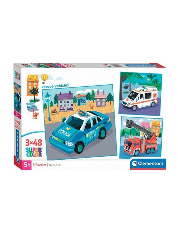 Clementoni Jigsaw Puzzle Super Color Square Emergency Services 3x48pcs. Gulv
