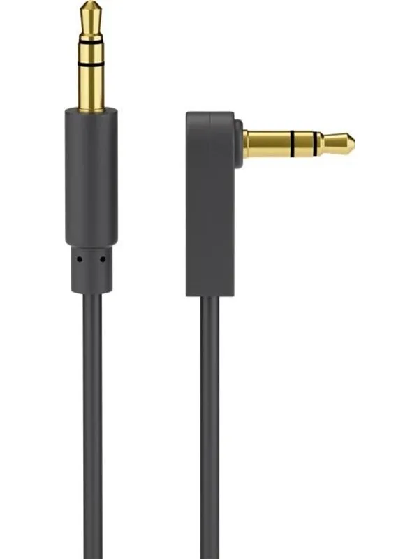 Pro AUX audio connector cable 3.5 mm stereo 3-pin slim CU angled 1.5m