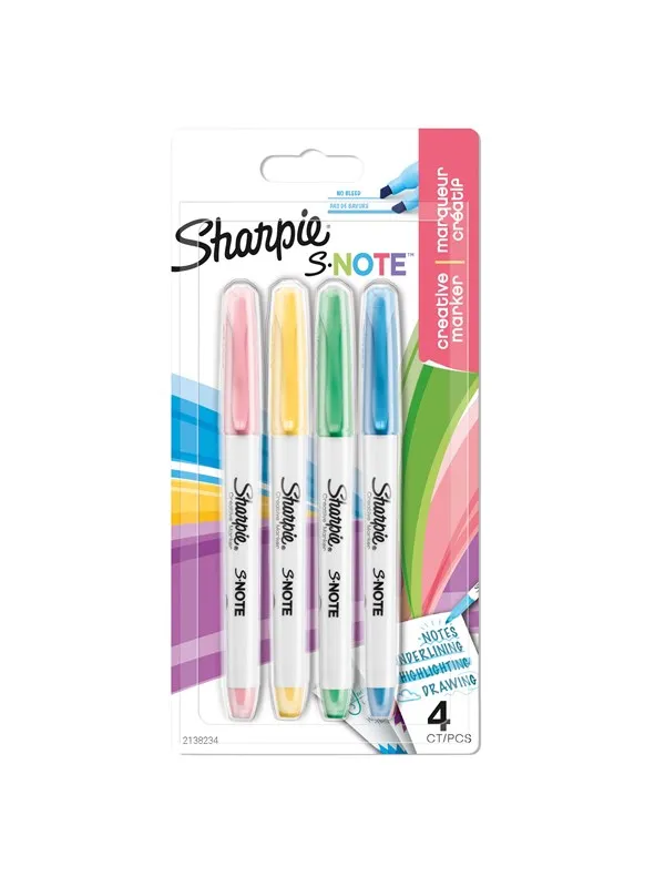 Sharpie S-Note Chisel 4-Blister Assorted colors
