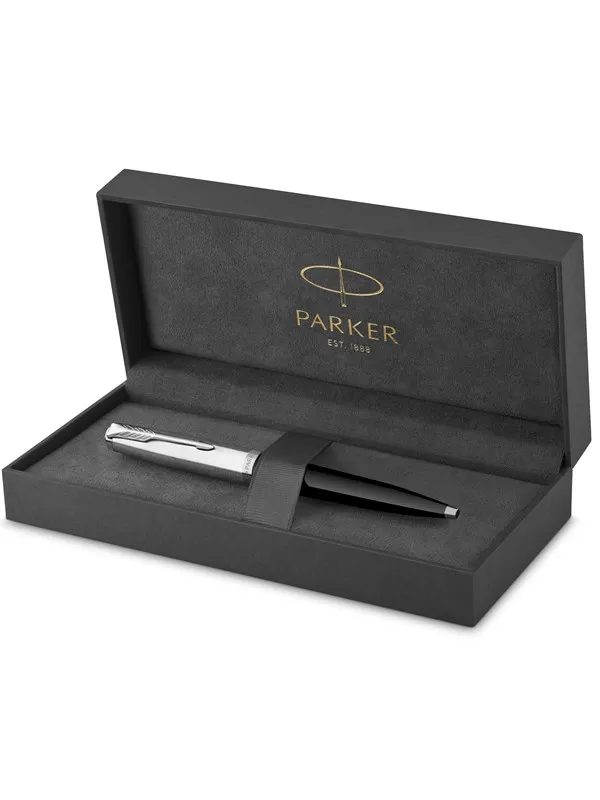 Parker 51 Ballpoint Pen | Black Barrel with Chrome Trim | Medium Point with Black Ink Refill | Gift Box
