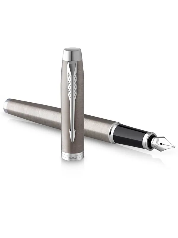 Parker IM Fountain Pen | Stainless Steel with Chrome Trim | Medium Point with Blue Ink Cartridge | Gift Box