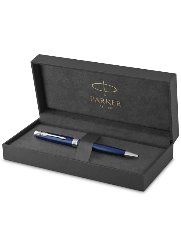 Parker Sonnet Ballpoint Pen | Blue Lacquer with Palladium Trim | Medium Point Black Ink | Gift Box