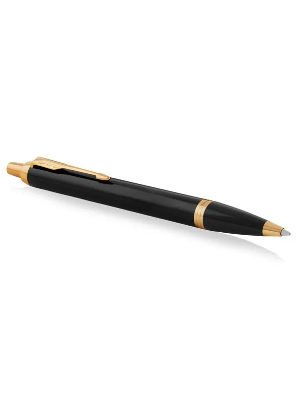 Parker IM Ballpoint Pen | Black  Lacquer with Gold Trim | Medium Point Blue Ink | Gift Box