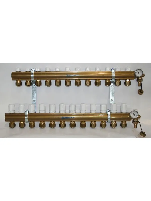 Pettinaroli Manifold system in- and outlet 1x3/4 incl  brackets 20 mm fittings and end pieces 12 outlets