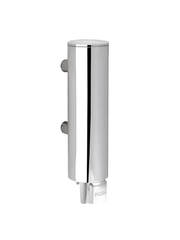 Pressalit soap dispenser for wall mounted polished stainless