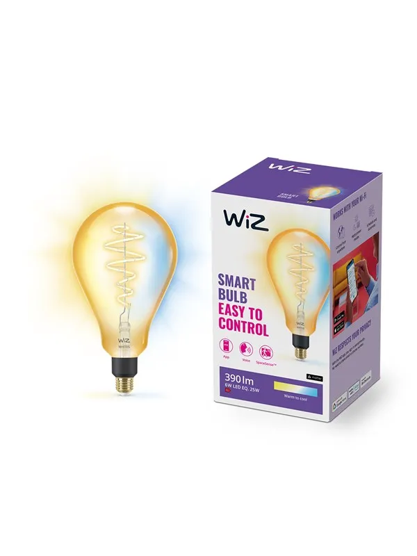 WiZ Tunable PS160 E27 Amber Smart Filament Bulb - Dimbar varm til kald hvit LED
