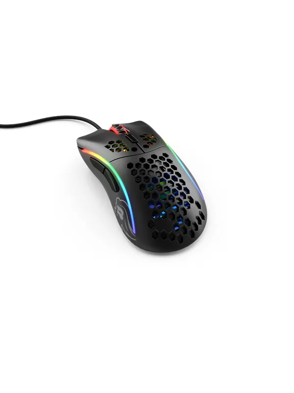 Glorious Model D- (Small) - Matte Black - Gaming mus - Optisk - 6 - Svart med RGB-lys