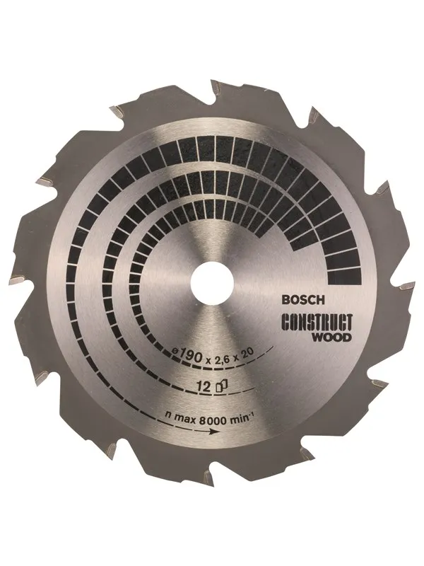 Bosch Sirkelsagblad Construct Wood 190 x 20/16 x 2,6 mm; 12