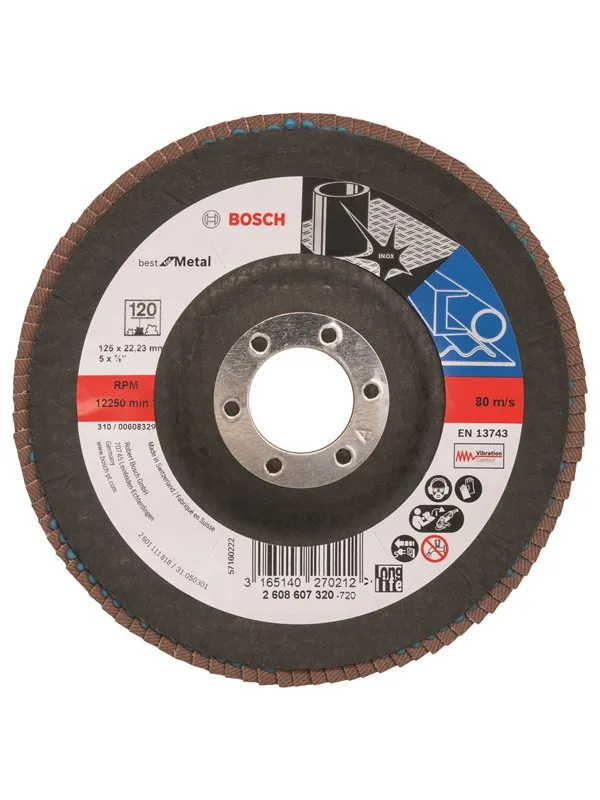 Bosch Lamellslipeskive X571, Expert for metall D= 125 mm; G= 120, skrå
