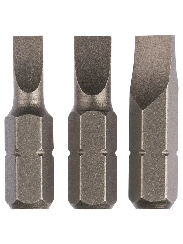 Bosch 3-delers sett skrutrekkerbits standard for skruer med rett spor (S) 0,6x4,5; 0,8x5,5; 1,2x6,5; 25 mm