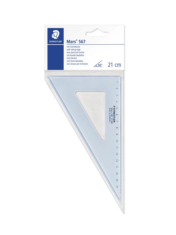 Staedtler Set square 21cm 60/30deg.trans.Blue