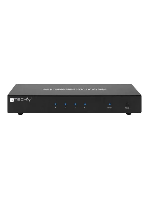 IC INTRACOM techly 4 Port DisplayPort 1.2 KVM Switch with Hub and audio
