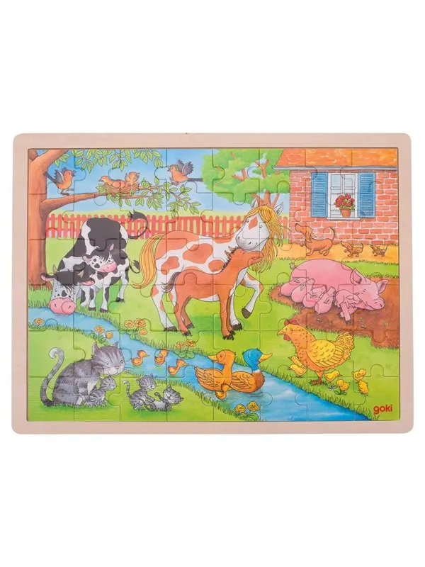 Goki Wooden Puzzle - On the Farm 48pcs. Tre