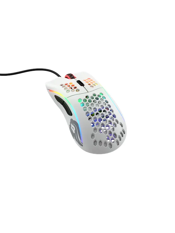 Glorious Model D - Matte White - Gaming mus - Optisk - 6 - Hvit med RGB lys