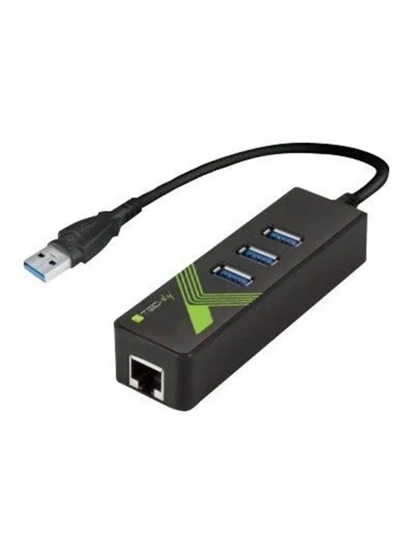 IC INTRACOM techly USB3.0 Gigabit Ethernet Adapter Converter with 3-Port Hub