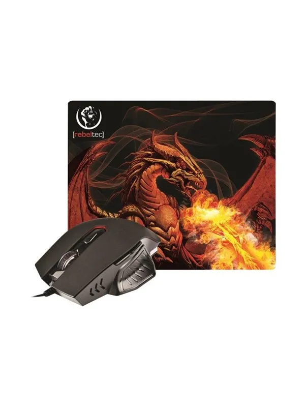 Rebeltec Red Dragon - mouse - USB - Mus - Optisk - 6 - Svart