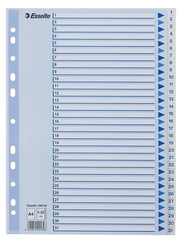 Esselte Register  PP A4 1-31 Hvit