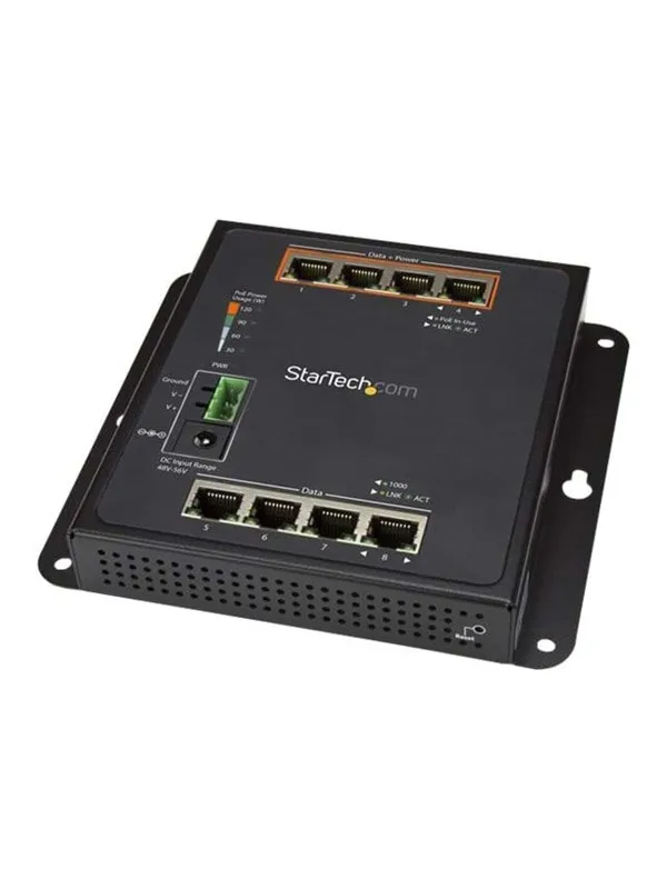 StarTech.com 8-Port (4 PoE+) Gigabit Ethernet Switch - Managed - Wall Mount with Front Access