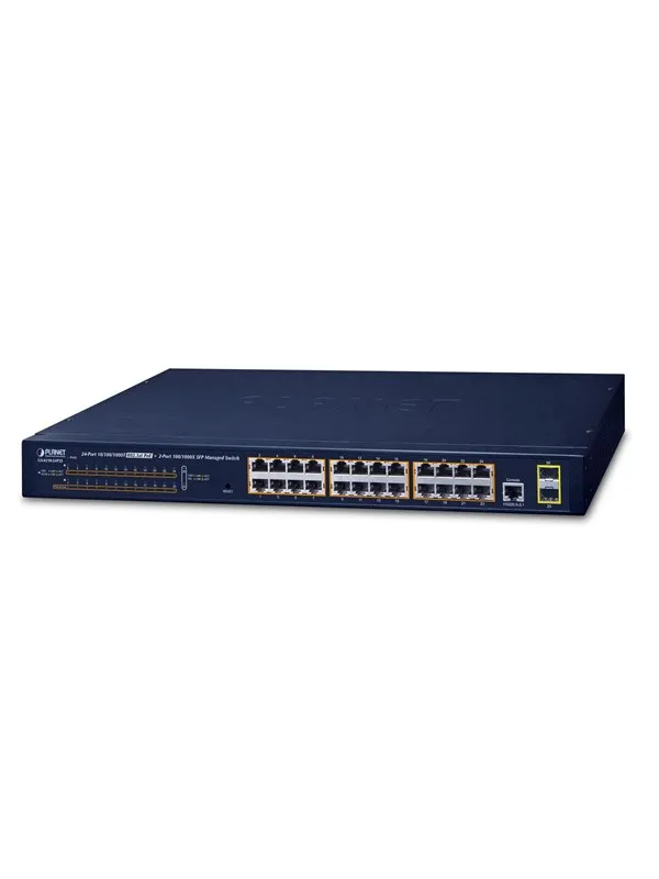 PLANET GS-4210-24P2S 24-Port 10/100/1000T 802.3at PoE + 2-Port 100/1000X SFP Managed Switch