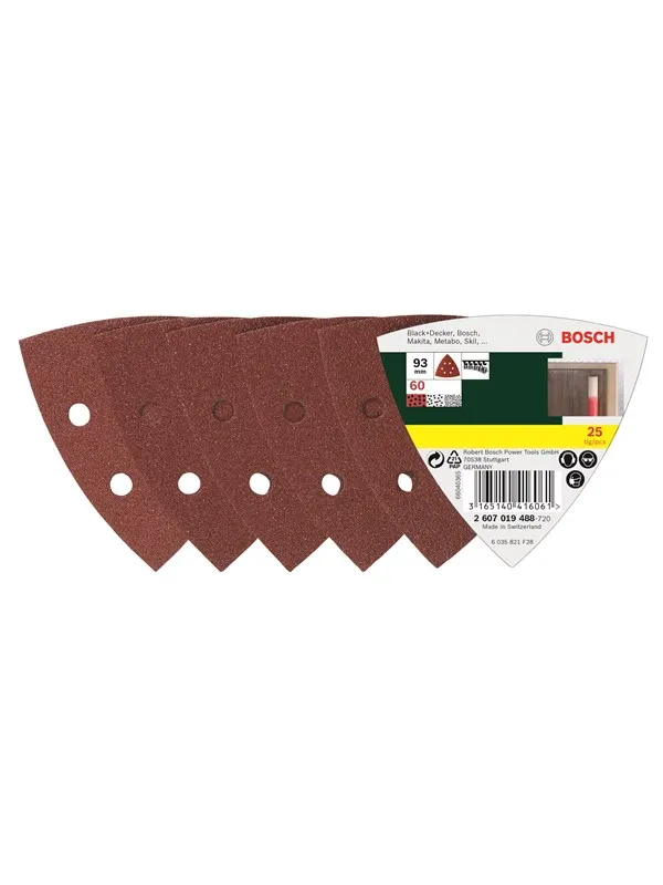 Bosch 25-delers slipepapirsett til deltasliper, korning 60 G= 60