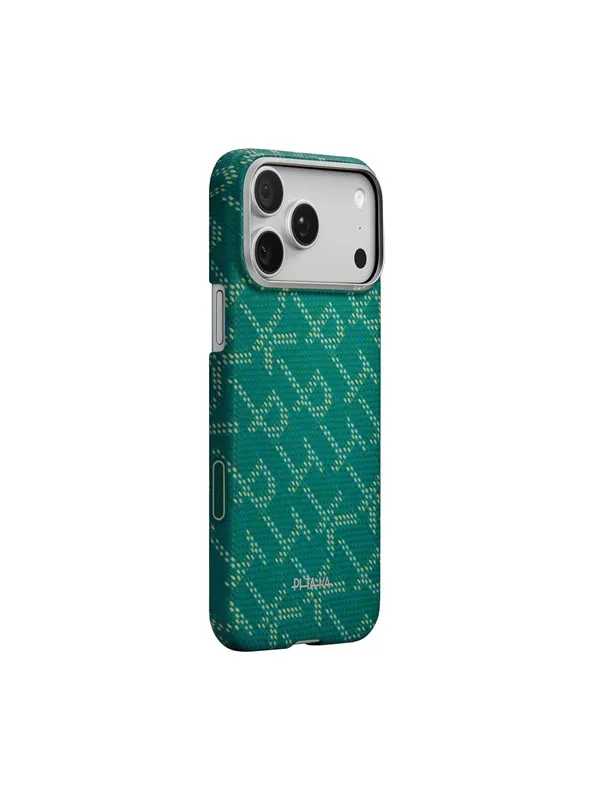 PITAKA Ultra-Slim Case - Monogram-Gold/Green - iPhone 17 Pro Max