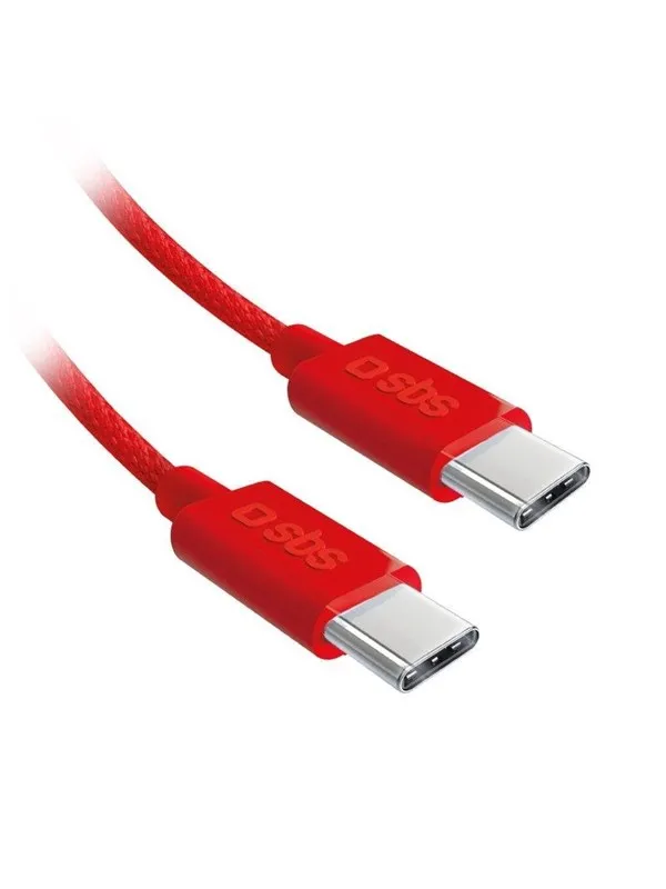 SBS TECABLETISSUETCCR USB-C - USB-C 1.5m 60W Braided Cable - Red