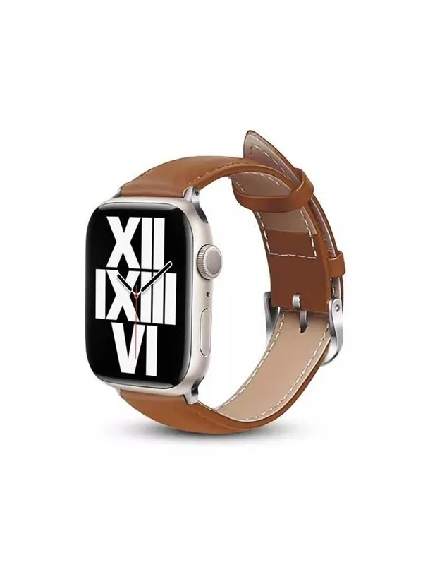 CRONG Noble Band - Genuine Leather Strap for Apple Watch 44/45/46/49 mm (Mocha)