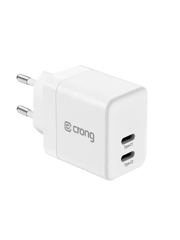 CRONG Ultra Compact GaN - Wall Charger 2x USB-C 35W PD 3.0 with PPS (White)