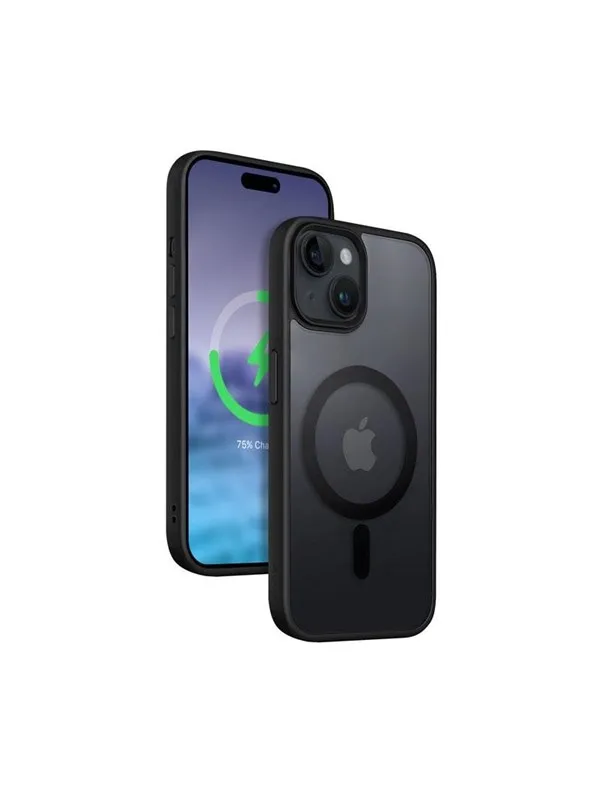 CRONG Hybrid Frost MAG Cover - iPhone 15 Plus MagSafe Case (Black)