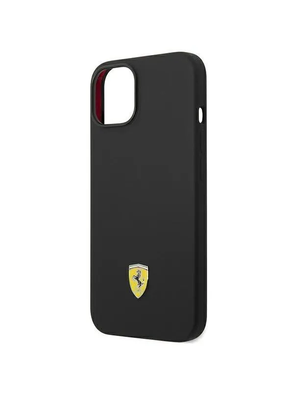 Ferrari Silicone Metal Logo Case for iPhone 14 Plus - Black