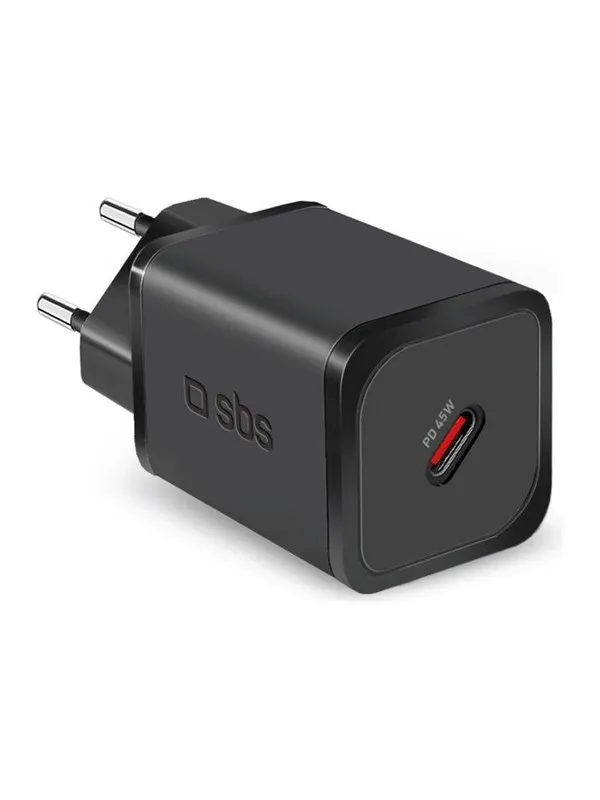 SBS TETRGAN1C45W 45W GaN USB-C Wall Charger with Power Delivery - Black