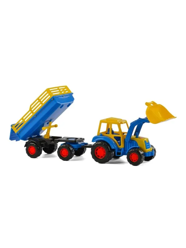 Cavallino Toys Cavallino Tractor with Front Loader and Trailer Blue