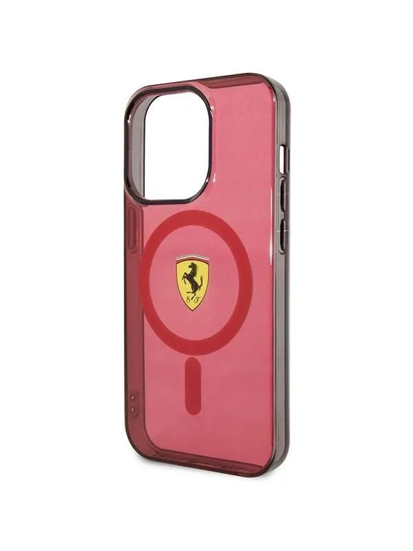 Ferrari Translucent MagSafe Case for iPhone 14 Pro Max - Red